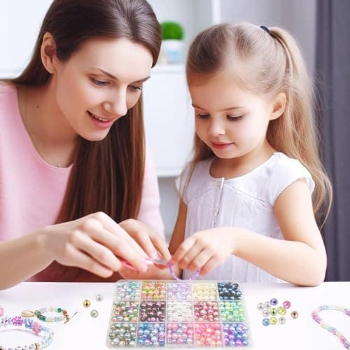 HIOQFR 450 Lot de Perles pour Bijoux Perle Nacre 8mm Perles pour Bracelet Rondes Grosse Perle de Couleur avec Trou Perles pour Collier Perles Artificielles Perles pour Fabrication Bijoux DIY