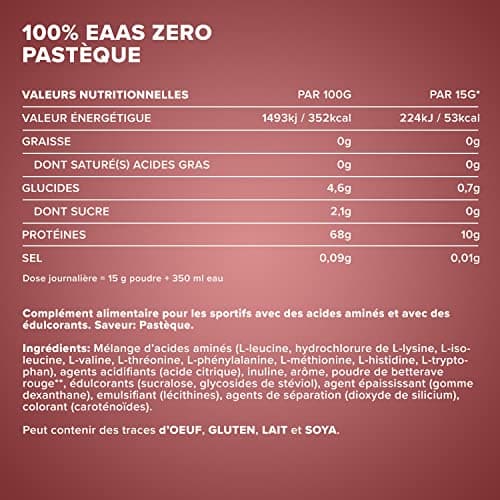 IronMaxx 100% EAAs Zero - Poudre d'acides aminés - Sans sucre au goût Pastèque - 1 x boîte de 500g