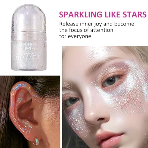 Roll-on Gel à Paillettes pour le Corps, Visage Liquide de Paillettes Holographiques, Sirène Paillettes Chunky Glitter pour les Accessoires de Rave, Maquillage d'Halloween