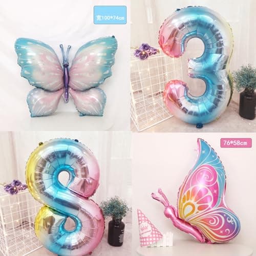 Ballons Papillon 5 ans Anniversaire Décoration, Fille 5 Papillons Décoration, Papillons Decoration Anniversaire 5 ans, Ballon 5 ans violet Papillon, Fille 5 ans Décoration de fête
