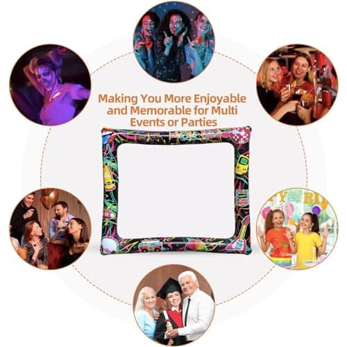 POPOYU Cabine Photo Gonflable Rétro des Années 80 Avec 40 Accessoires de Photomaton,Accessoire Annee 80 Photo,Annee80 CadrePhoto pour Selfie pour Fête Disco des Années80,Accessoires de Jeu pour Enfant