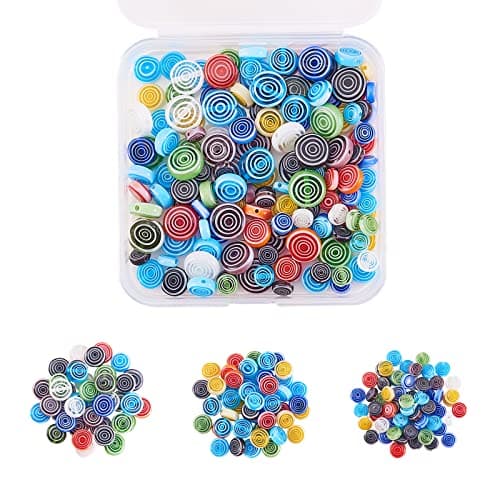 UR URLIFEHALL 140 Pcs Millefiori Lampwork Perles De Verre Plat Rond Entretoise Perles pour Artisanat Bracelets Cheville Collier DIY Making