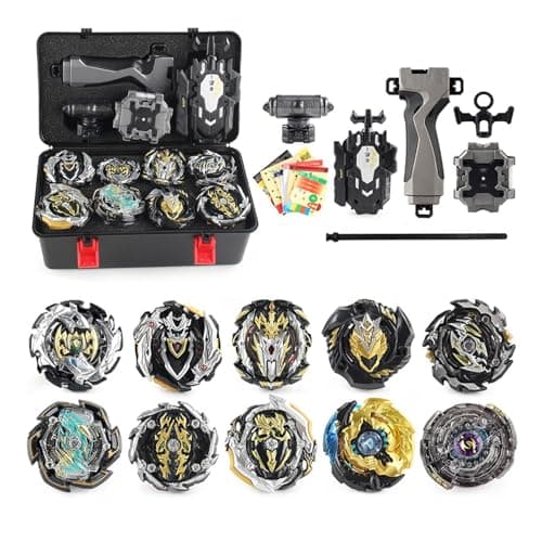 Netoke Bey Toupie 10 en 1 Gyro Burst, Turbo 4D Combinaison, Comprenant Un Ensemble D'accessoires Gyroscopiques 4 Pièces, Noir
