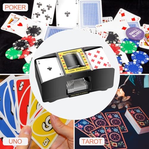 Gvolatee Melangeur de Carte Électronique, Mélangeur de Cartes à Jouer, Trieur de Carte, Card Shuffler 1-2 Ponts, Automatique d'Outil de Mélangeurs de Carte, pour UNO, Poker, Blackjack, Texas Hold'em