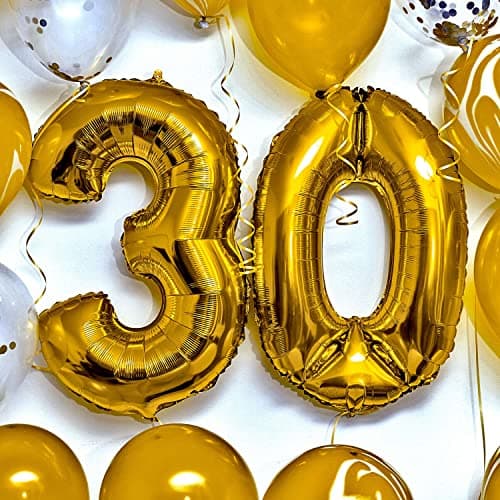 DekoRex® gonflable Ballon foil de 80cm d'air anniversaire décoration numéro or brillant No 16