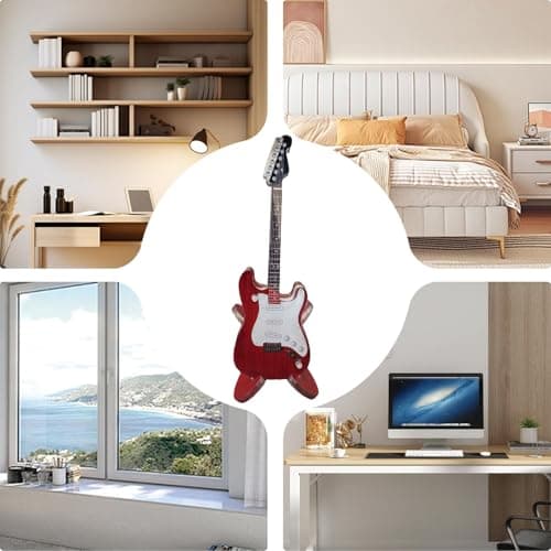 Idezek Figurine de guitare électrique, modèle de guitare électrique miniature - Modèle miniature en acrylique avec support - Figurine de table pour la maison, décor d'instruments de musique, modèle de