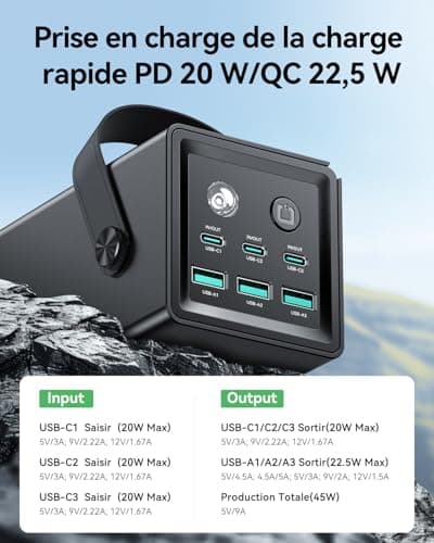 Rocoren 50000mAh External Battery, 6-Port USB C Fast Charging, 67.5W Large Capacity Power Supply for Outdoor Camping Trip, Compatible with iPhone Samsung Huawei Xiaomi GPS etc.