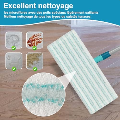 GFRED Lot de 4 Serpillères de Rechange en Microfibre Compatibles avec Leifheit Clean Twist M Ergo Micro Duo Housses de Rechange Serpillère Humide et Sec Convient à Tous Les Types de Sols