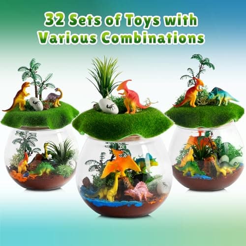 RONSTONE Dinosaure Jouets Cadeaux d'anniversaire Kit de Terrarium pour Garçons - DIY Créatif Dino Veilleuse pour Enfant de 4 5 6 7 8 Ans - Kits Éducatifs d'art et d'artisanat pour Enfants (10Pcs Dino)