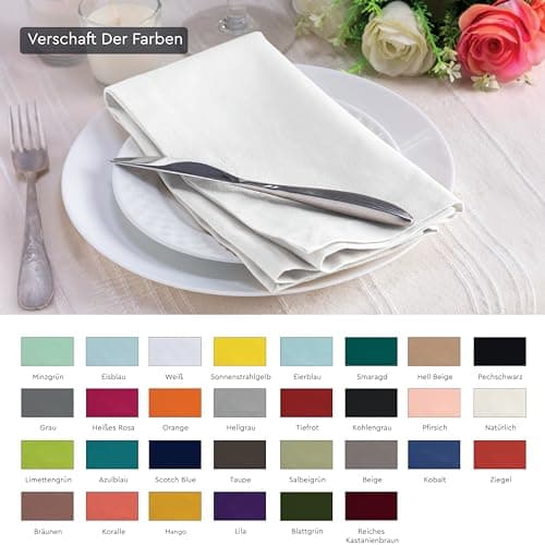 Encasa Serviettes en Tissu de Coton | Ensemble de 6 | Taille 43x43 cm | Couleur Unie Blanc| Lavable en Machine