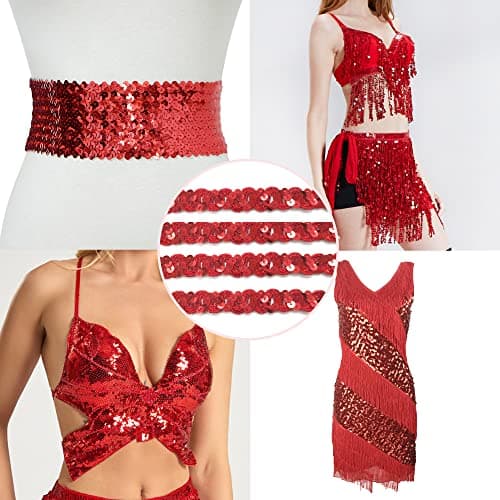 Hayaww 15 Yards 15 mm Paillettes Ruban, Sequin Paillette Trim Ruban De Paillettes Ficelle De Garniture De Paillettes Rubans à Paillettes Pour Bricolage Couture Costumes Artisanat (Rouge)