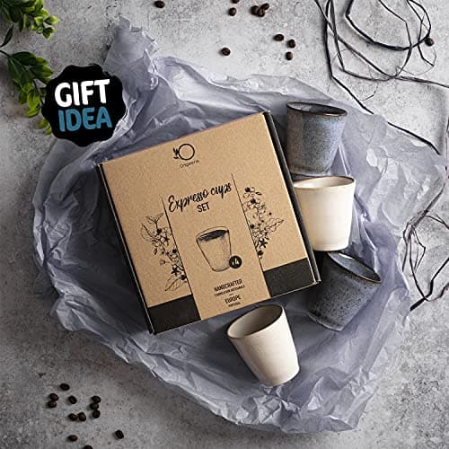Origeens SET TASSE A CAFE EXPRESSO | Set Tasse Expresso Céramique Artisanale du Portugal | Service Tasse à café 120mL x4 | Coffret cadeau original
