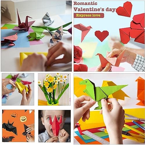 Lot de 300 feuilles de papier origami, 15 x 15 cm, double face (70 g/m2), 20 couleurs, petits carrés de papier origami pour enfants, loisirs créatifs, projets d'artisanat pour enfants et adultes