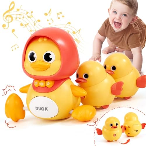 hahaland Jouet Bebe 1 an Canard Qui Marche Bebe, Jouet Bebe 6 Mois Jouets Musicaux avec Musique & Lumière, Jeux Montessori 1 an Jouet Enfant 1 2 Ans Cadeau Enfant 1 2 Ans Garcon Fille