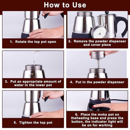 Cafetière Italienne, Machine à expresso sur la cuisinière, cafetière électrique à café expresso en acier inoxydable de 300 ml, cafetière électrique, machine à expresso pour cappuccino expresso