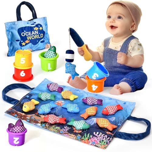 Yitical Jouet Bebe 1 an, Montessori Pêche a la Ligne Jeux pour Enfant 1 2 Ans, Educatif Jouet Bébé, Cadeau pour Fille Garcon 1-3 Ans 6 12 18 Mois