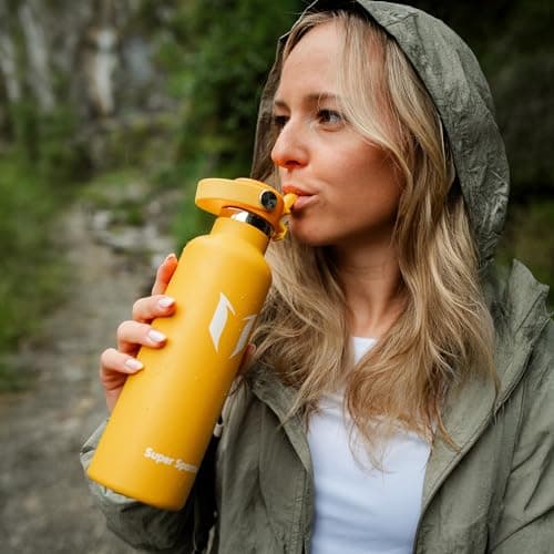 Super Sparrow Gourde Isotherme 500ml - Bouteille Isotherme avec Paille - sans BPA - Gourdes Enfant INOX Bouche Standard pour Sport, Voyages, L'école, Bureau, Maison