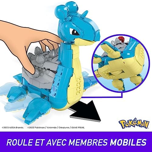 MEGA Pokémon Figurine Action Lokhlass 16 cm, Jeu De Briques De Construction pour Enfants Et Adultes, Modèle Pokémon À Collectionner avec 527 Pièces, Jouet pour Enfant de 8 Ans et Plus, HKT26