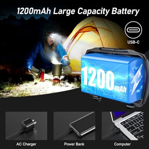 Blukar Lampe Frontale Rechargeable, 2000L Super Lumineux IPX5 Étanche | Léger Torche Frontale LED Puissante avec Voyant Rouge, 8 Modes d'éclairage, Capteur Mouvement, 30H d'autonomie pour Course
