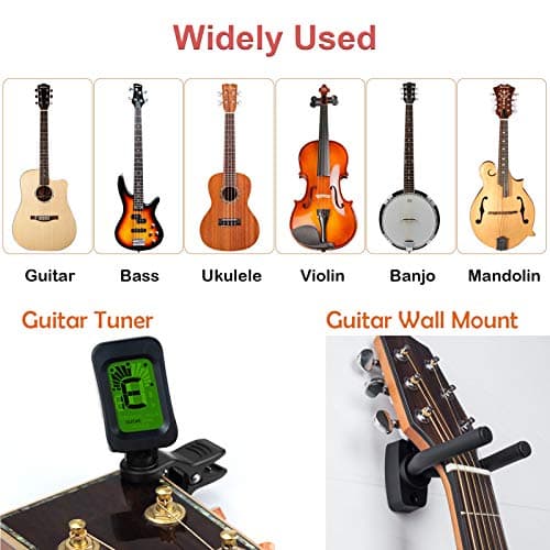Kit Accessoire Guitare,TTCR-II 78 Pièces avec Support Guitare,Capodastre Guitare,15 Mediator Guitare,3 set Cordes Guitare Acoustique,Accordeur de Guitare,Enrouleur de Cordes,Sangle de Guitare etc....