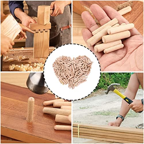 TYPHEERX Lot de 60 chevilles en bois assorties M6 M8 M10 avec nervures pour travaux manuels