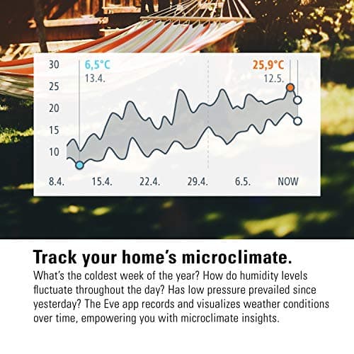Eve Weather (Apple Home) - Station météo connectée pour le suivi de la température, du taux d’humidité et de la pression atmosphérique, tendance météo, IPX4, Bluetooth, Thread