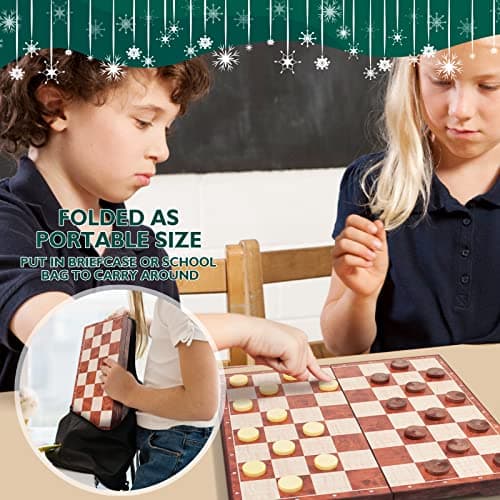 Peradix Jeu déchecs et Dames 2 en 1, Echiquier Magnétiques, Echec Pliable de Voyage, Echecs Chess Board Jeux Plateau et Les Morceaux pour Enfants et Adultes (25×25 CM)