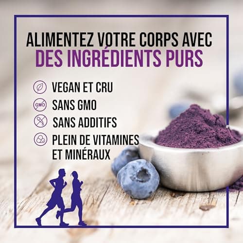 Easy Yummy Poudre de Myrtille (100g), Poudre de Myrtille 100% sauvage, sans sucre ajouté