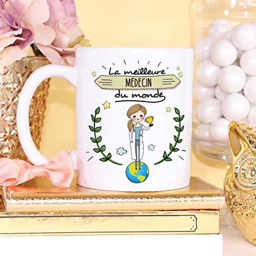 Médecin Tasses Originales de café et Petit-déjeuner à Donner Travailleurs Professionnels - La Meilleure Médecin du Monde - Céramique 350 ML