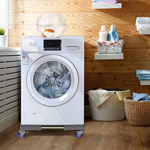 NIUXX Base de Réfrigérateur Machine à Laver Réglable 41.5cm-65cm Socle Linge Base de Sèche-linge avec 4 Roues et 8 Pieds, Réduction du Bruit Antichoc Effet Sèche-Linge