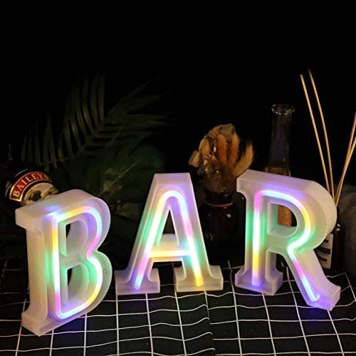 Enseignes Lumineuses Veilleuse au Néon, Light Up LED Letters Lights Light Up Marquee Lettres Lumières Lettres Enseignes au Néon Batterie USB (N)