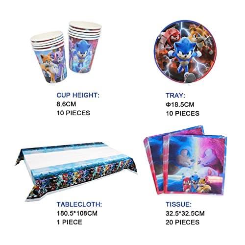 Vaisselle de fête Décoration d'anniversaire pour Enfants, 41Pcs Kit de Vaisselle d'anniversaire, Ensemble de Fournitures de Décoration de Fête, Assiettes, Tasses, Serviettes, Nappe