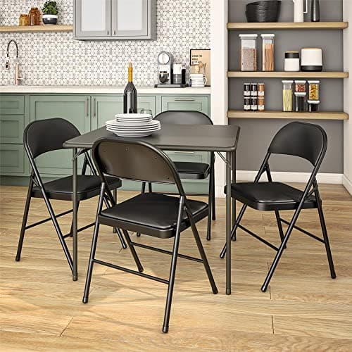 COSCO Premium Vinyl Chaise Pliante Rembourrée en Métal 4Pk Blk