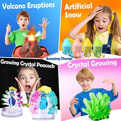 UNGLINGA Kit Scientifique pour Enfants - Laboratoire Enfant avec 60+ Expériences y Activites Manuelles eux Éducatif de Sciences et Chimie, Volcans