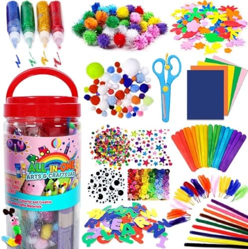 Kit de bricolage pour enfants de 4, 5, 6, 7 ans : matériel de bricolage coloré loisir creatif enfant, activites manuelles pour enfants avec papier coloré, mousse, yeux mobiles.kit creatif enfant