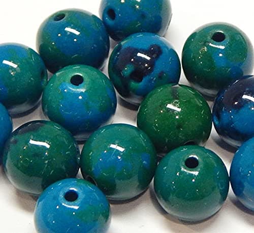 Perles de pierre précieuse, en chrysocolle, azurite, rondes, disponibles en 6 et 8 mm, bleu et vert, de 8 mm