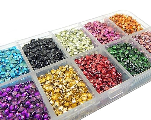 Perlin Hotfix - Lot de 20 000 rivets métalliques - 10 couleurs - Avec boîte de rangement - Rhinestuds Octagon - Thermocollants - À repasser - 2 mm