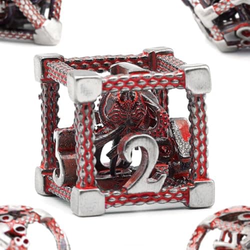 DND Dés Jeu de Role, Set de Dés Polyédriques D&D Dés de Jeux en Métal ZHOORQI 7 Pièces Dés Jeu de Role Cthulhu utilisé pour Le Jeu de Société Donjons et Dragons(Z-Blood Red)