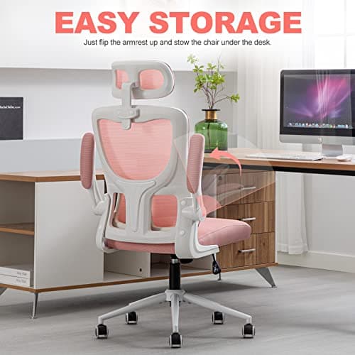 LIYURUI Chaise de Bureau Ergonomique, Chaise de Bureau avec Hauteur et Appui-tête réglables, Support Lombaire, Maille Respirante, accoudoirs rembourrés, Chaise Inclinaison à 125°, pivotante à 360°