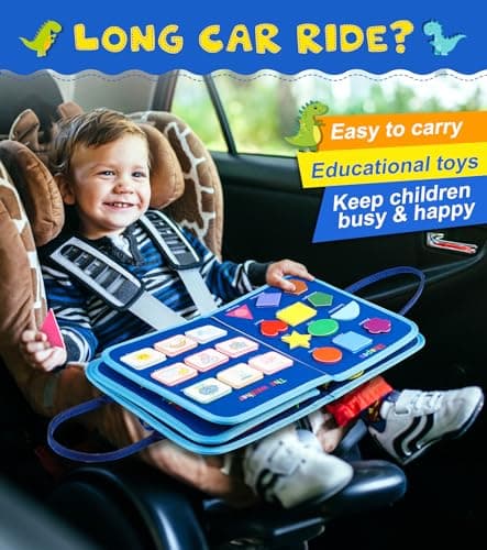 Gontence Busy Board pour Enfants | Busy Board Montessori Jouets pour 2 3 4 5 Ans - Jouets Éducatifs Tout-Petit Voyage - Dinosaure Cadeaux pour Garçon Filles
