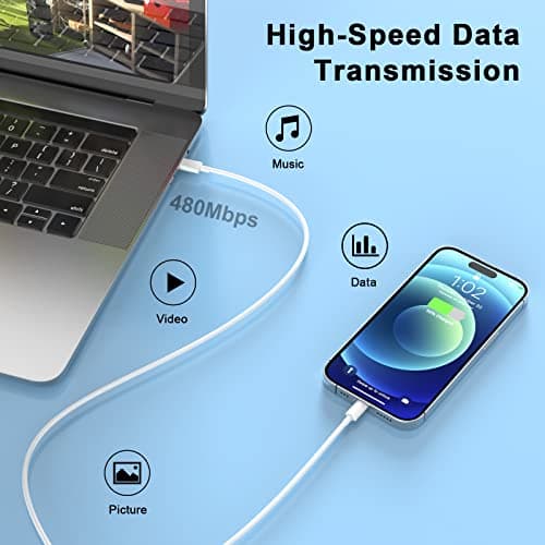 Chargeur Rapide iPhone 14 13 Pro Max, 4-Pack [Apple MFi Certifié] Chargeur Mural USB C PD 20W avec Câble de Charge Rapide USB C vers Lightning de 2 Mètres Compatible avec iPhone 14 13 12 11 XS XR X 8