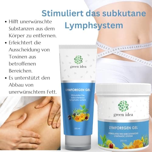 Green idea - Lymforegen pour le drainage lymphatique - 15 herbes et huiles essentielles puissantes - teneur élevée - Stimule le système lymphatique - Gel à base d'herbes actives (400)