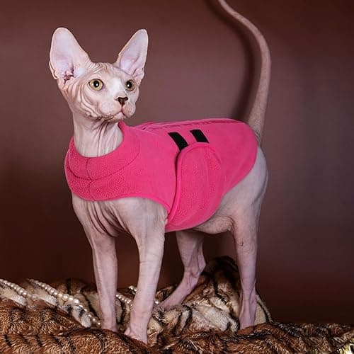 PUZAUKAL Pull pour Petit Chien,Pull-Overs pour Chien et Chat en Polaire Doux Veste Gilet Chien avec Harnais Pull Chaud pour Moyen Grand Chien Rose(XL)