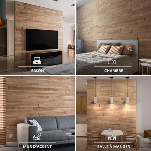 Wooden Wall Design Panneau mural en chêne 3D avec revêtement en bois de chêne structuré - Modèle OZO Lite (1 m2)