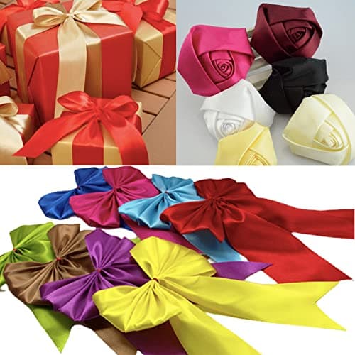 Ruban Satin Rose Gros 75mm, 23m Polyester Ruban Satin, Ruban Cadeau Emballage, Ruban Noel Ruban Tissu pour Couture, Nœuds, Artisanat, Bouquet, Décoration de Mariage, Voitures, Anniversaire, Gâteau