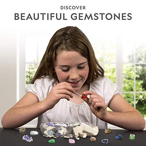 NATIONAL GEOGRAPHIC Kit de Fouille Géante de Pierres Précieuses - Découvrez 15 Véritables Gemmes et Cristaux, Kit Scientifique pour Enfants