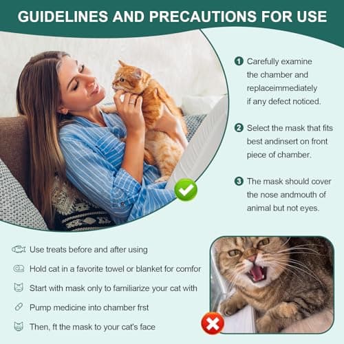 Séparateur d'inhalateur manuel pour chat avec 2 masques pour chat - Aide à la respiration et à l'administration de médicaments