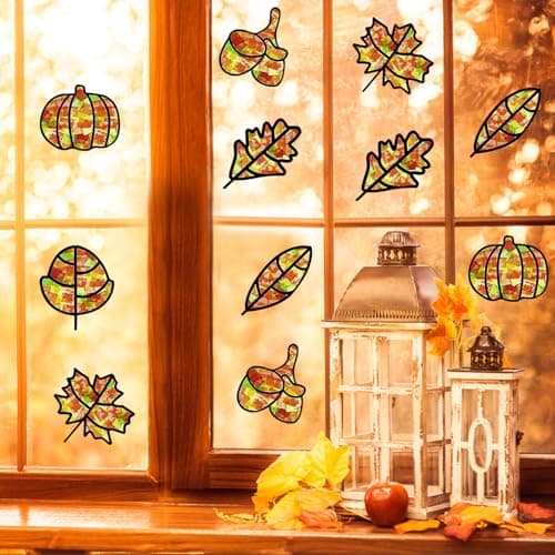 12 pièces Bricolage d'Automne pour Enfants Gommettes Feuilles Automne, Artisanat Couronne d'automne, Loisirs Créatifs Enfants, Gommettes Automne Feuilles pour Enfants, Enfant Kit d'Artisanat d'Automne