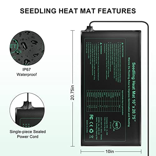 RIOGOO Electronique Tapis Chauffant 24x52cm, Coussin de Chauffage hydroponique imperméable pour l'usine de Reptile de Graine avec la Protection Contre la Puissance sûre et Durable CE certifié