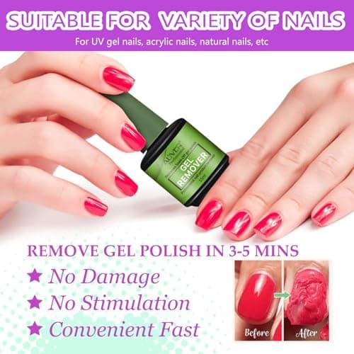 Dissolvant Vernis Semi Permanent, 2PCS Magic Remover Semi Permanent avec Nail File et un Nail Cuticle Pusher, Disolvant a Ongles Semi Permanent - Retrait Facile et Rapide du Vernis à Ongles Gel